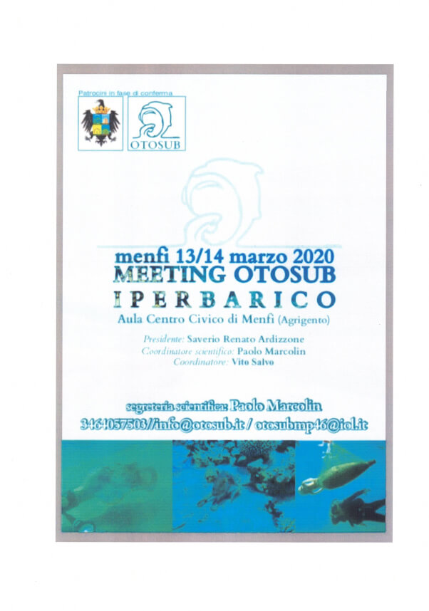 13-14 marzo 2020 Medicina subacquea otosub. Menfi(ag)